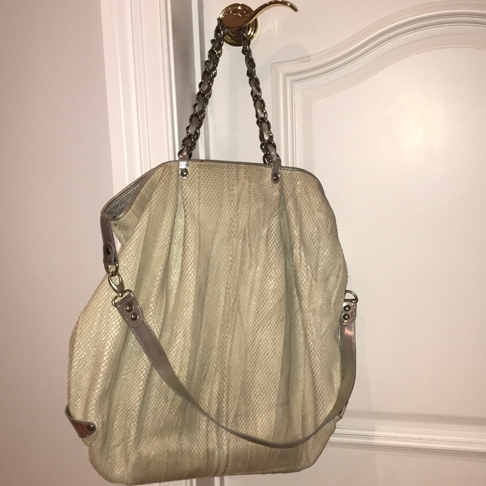 Tammi lyn silver python skin large cross body bag